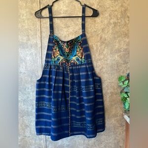 Vtg Guatemala Jumper Overalls Ikat Huipil Embroidered Birds Hippie Boho Dress S